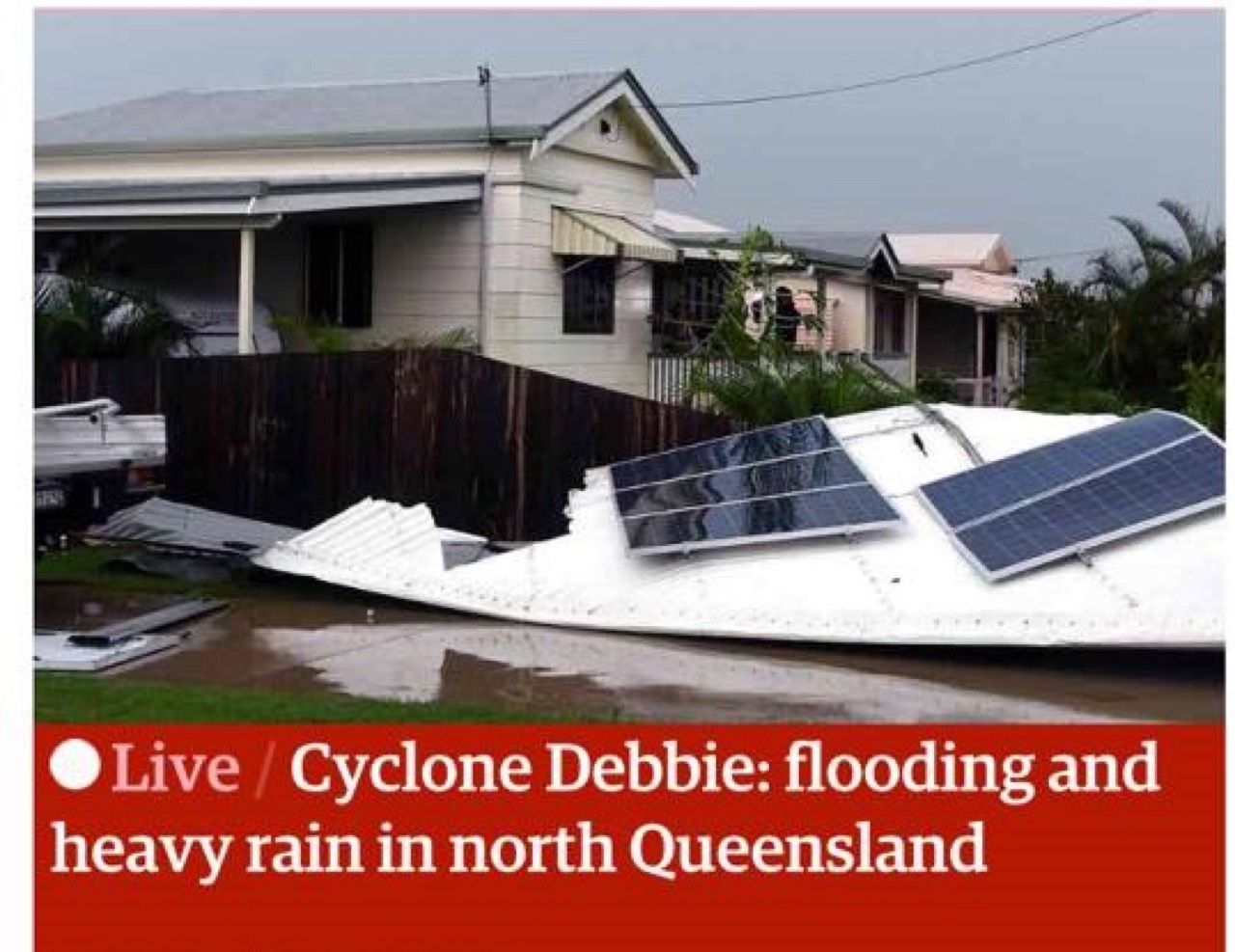 Solar roof in QLD after Cyclone Debbie