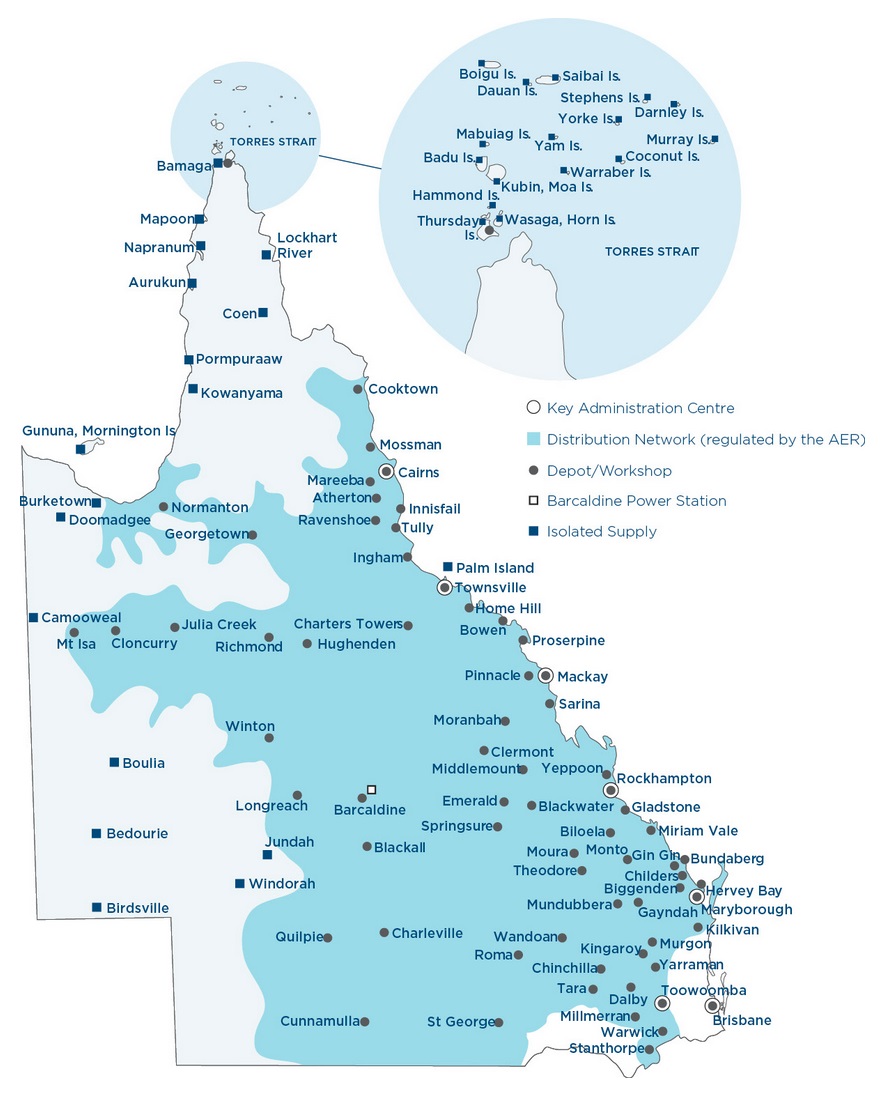 Queensland Ergon Energy electricity network service area