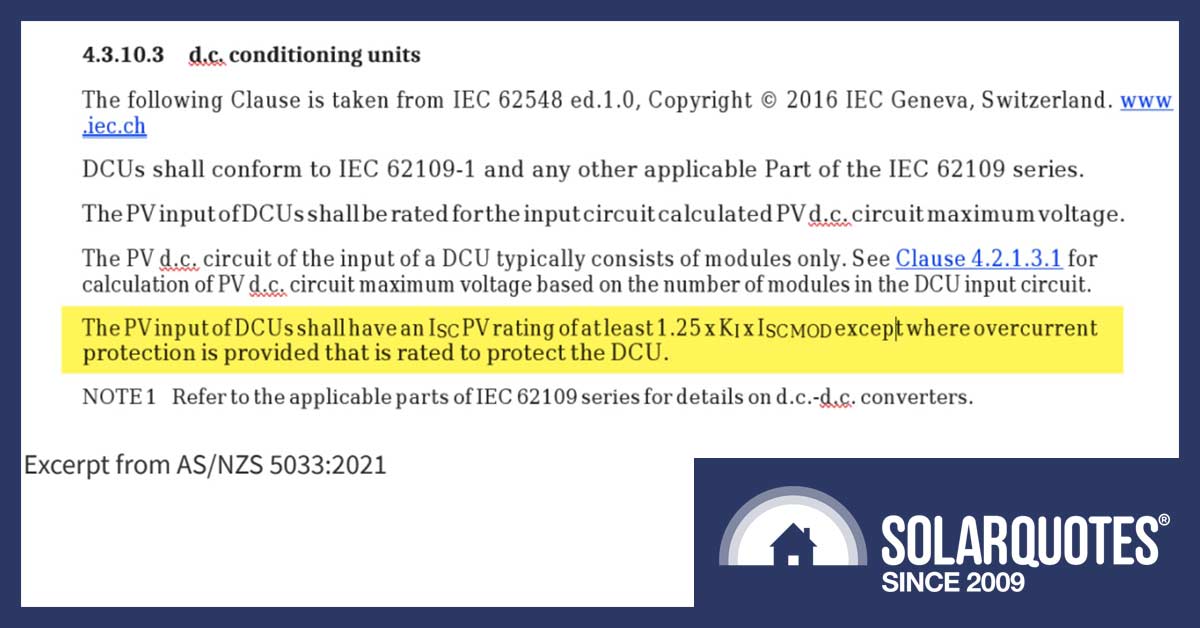 1.25x solar inverter rule - Australia