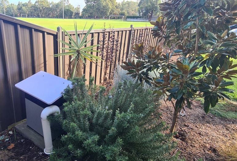 house battery installed in a garden