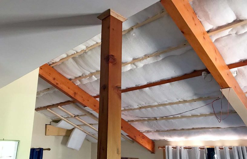 insulation retrofit under an existing raked ceiling