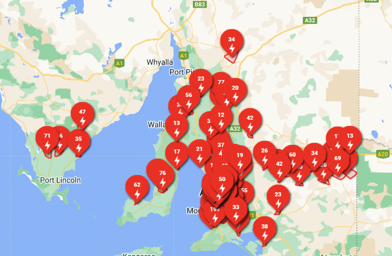 Blackout locations in Adelaide