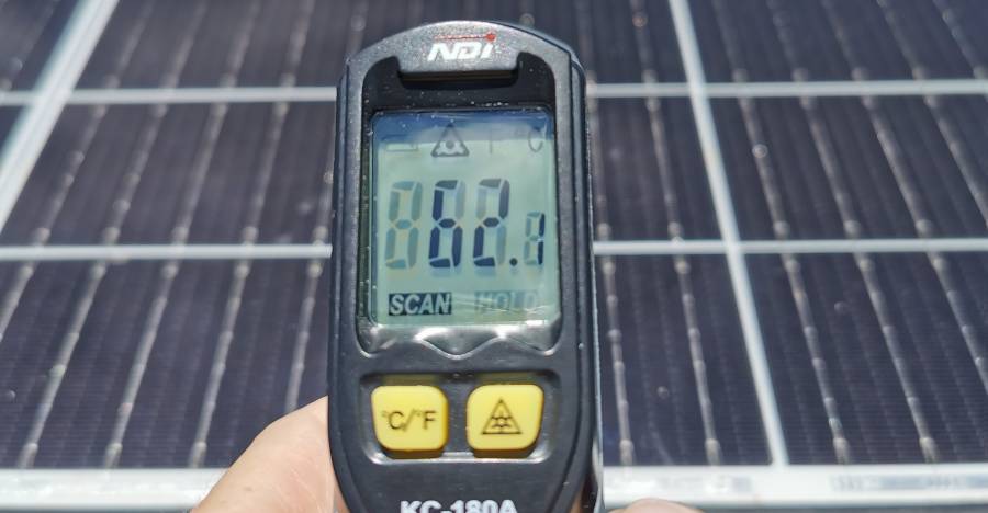 solar panel temperature reading