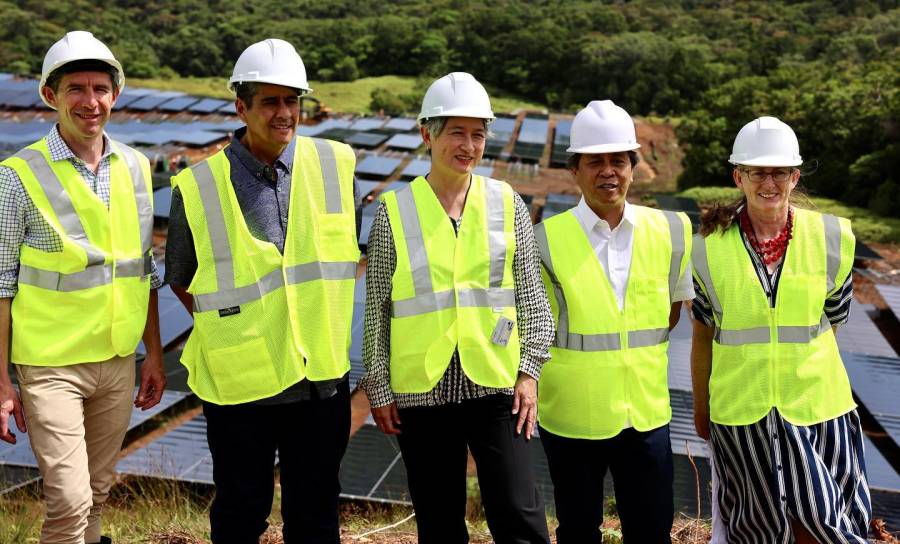 Australian Foreign Minister Penny Wong at Palau solar project site