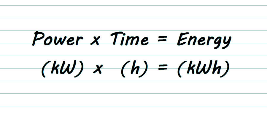 Electrical equation - Power x Time = Energy