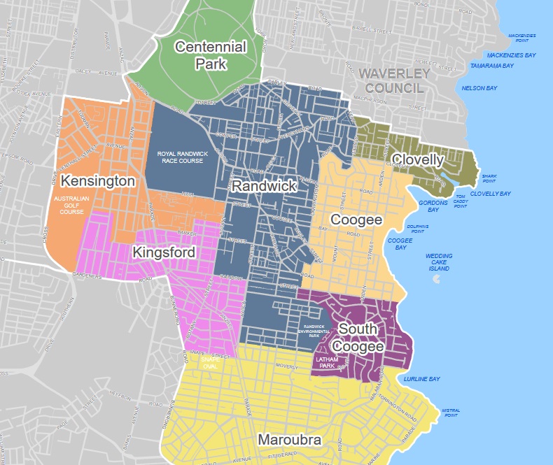 Map of Randwick City Council local government area.