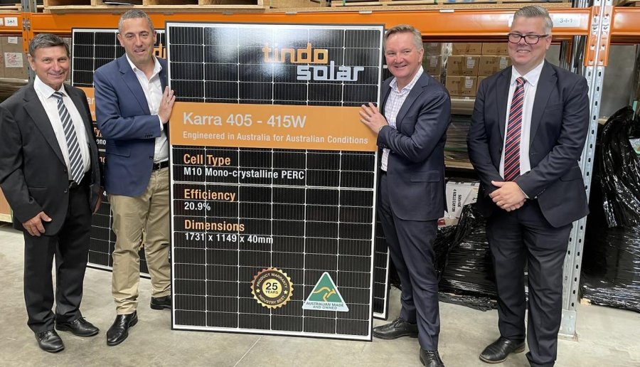 Chris Bowen - Tindo solar panel manufacturing facility in Adelaide.