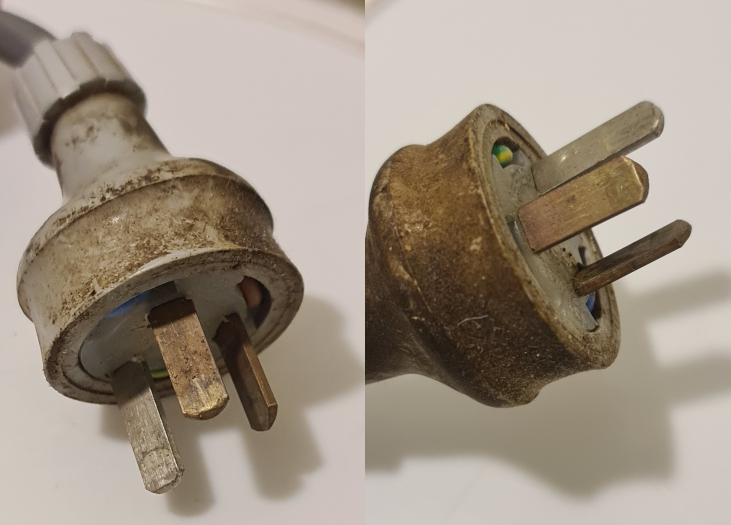 old extension cord plug