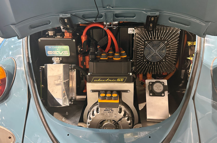 Converted VW Beetle EV motor bay