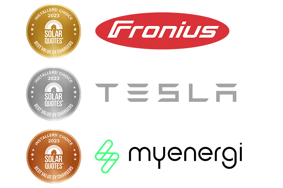 Best value home EV chargers 2023 - 1st: Fronius, 2nd: Tesla, 3rd: Myenergi