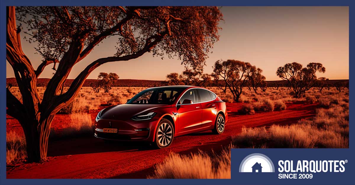 An AI generated Model3 in the Aussie Outback