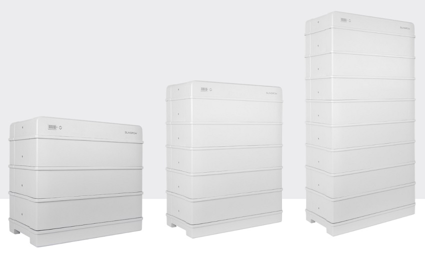 Sungrow batteries with 3, 5, and 8 modules.