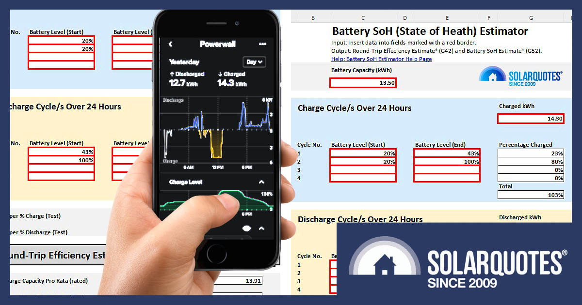 Battery state of health estimator spreadsheet