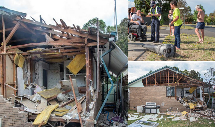 house demolished by water heater