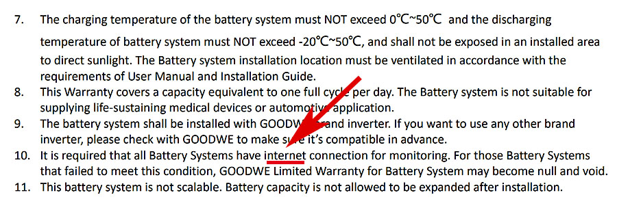 Goodwe battery warranty preconditions