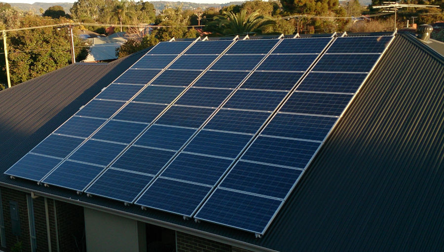 40 solar panels on a roof