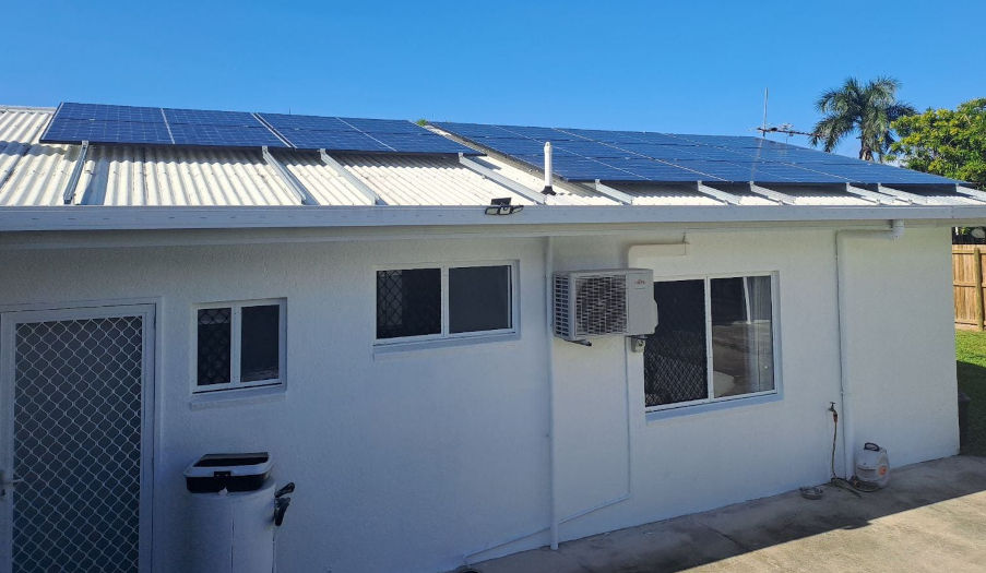 Landscape solar panels on a roof