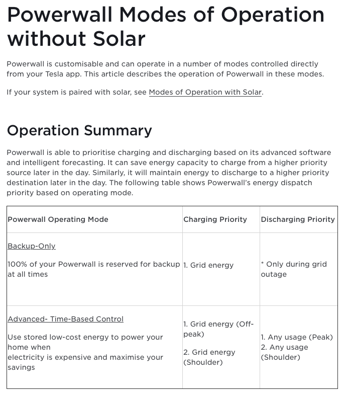 powerwall user guide - using without solar