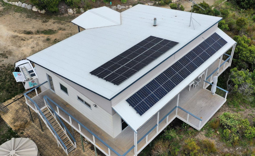 Solar panels on a simple skillion roof