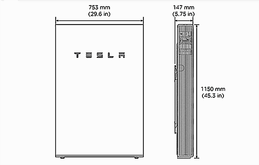 Tesla Powerwall 2 dimensions
