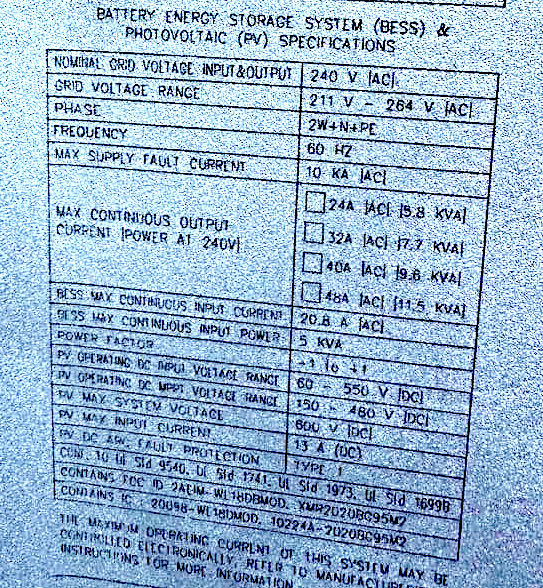 Tesla Powerwall 3 inverter specifications USA