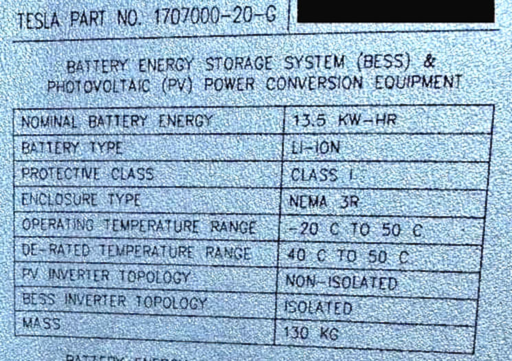 tesla powerwall 3 battery specification