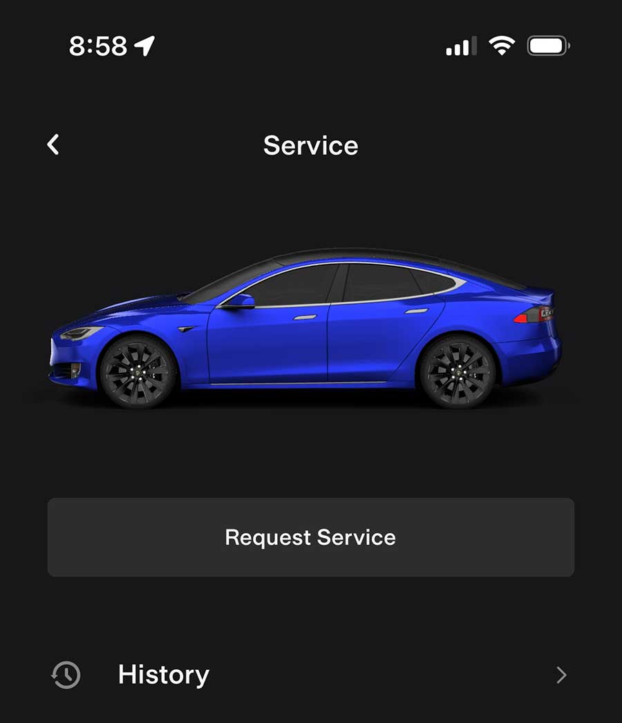 Tesla app service request