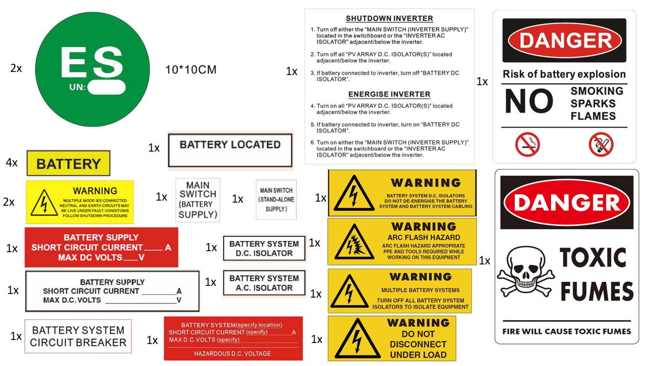 solar battery safety label kit