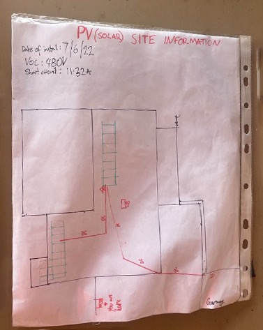 hand written PV site information label