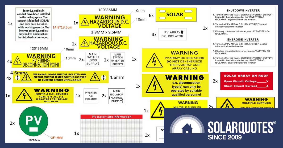 a solar power system safety label kit