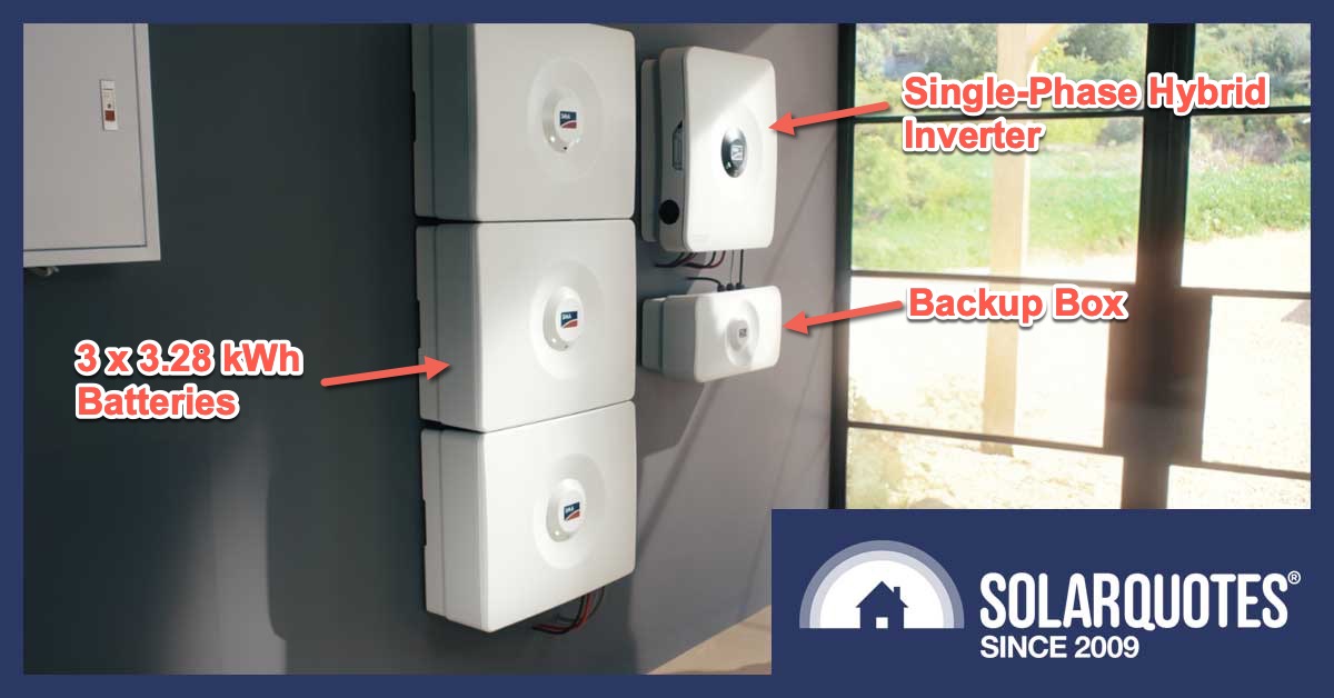 SMA hybrid inverter, backup box and batteries