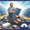 solar panel installer with scrapped solar equipment