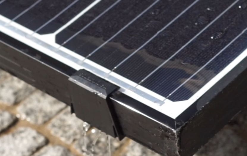 water draining from solar panel