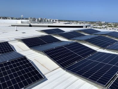 low angle solar panels on roof