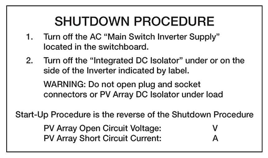 Inverter shutdown procedure.