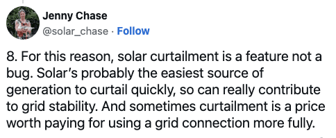 jenny chase tweeting about solar curtailment