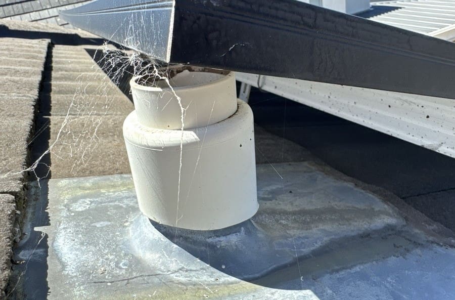 Ventilation pipe in solar installation