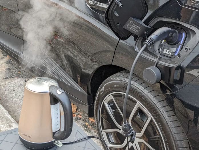 New MG using EV battery to boil a kettle