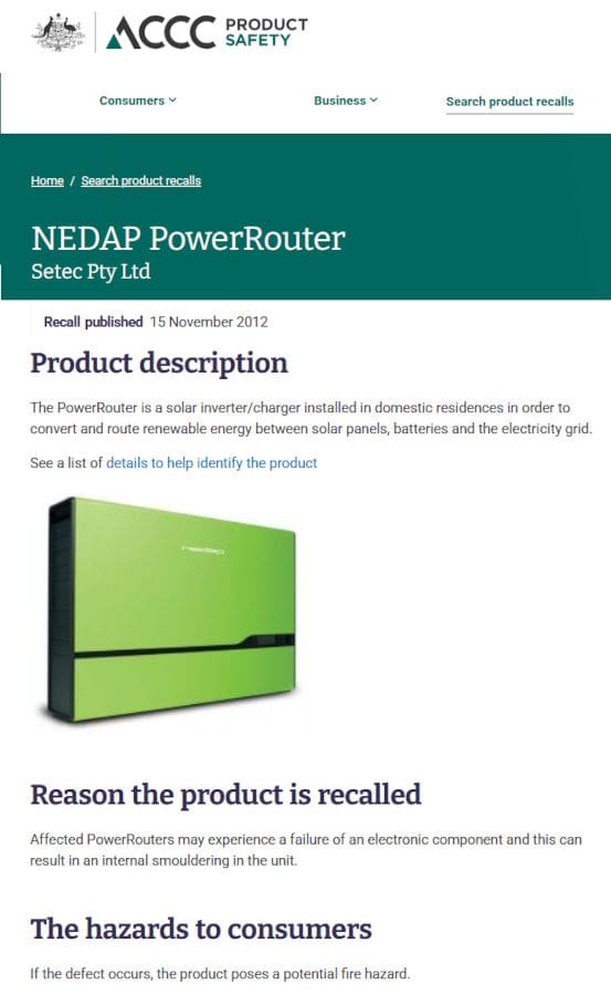 nedap power router recall notice