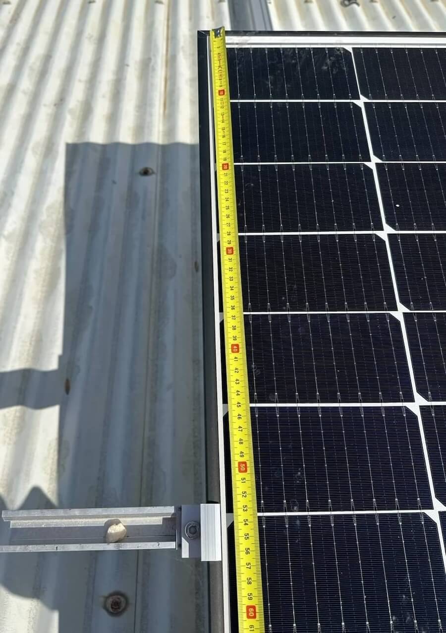 Solar panel showing clamping zone
