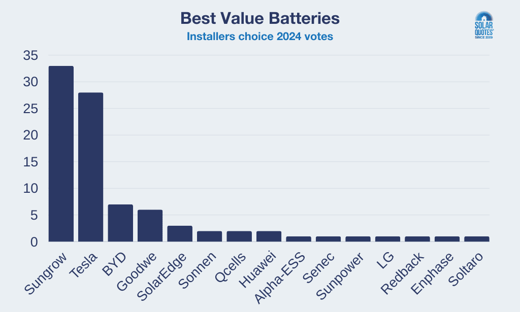 Vote tallies for best value batteries in 2024