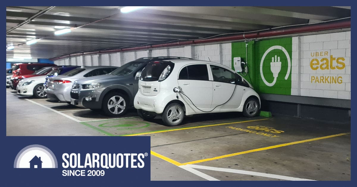 iMiev EV charging in a public garage