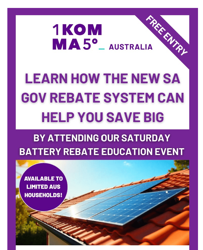 An advertisement promising to provide information on the "new SA gov rebate system".