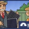 A shonky door-to-door salesperson selling solar power systems