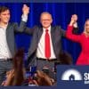 Australian Prime Minister Anthony Albanese celebrating Labor's 2025 Federal election win