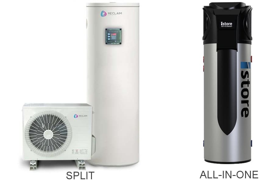 Heat pump system types - all-in-one and split systems