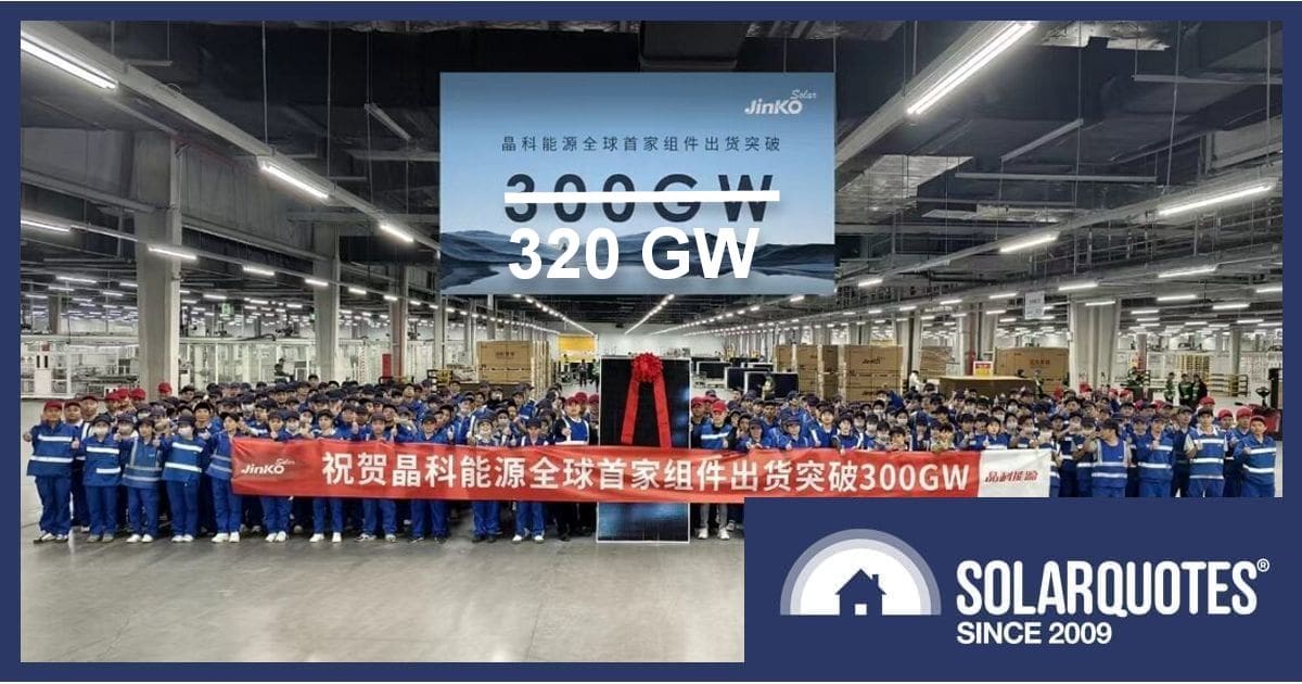 JinkoSolar employees celebrating panel shipment milestone