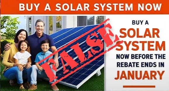Ad falsely claiming solar rebate is ending