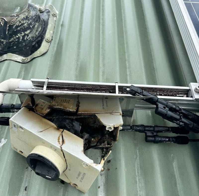 roof top solar isolator burnt out