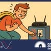 A man switching off a switch